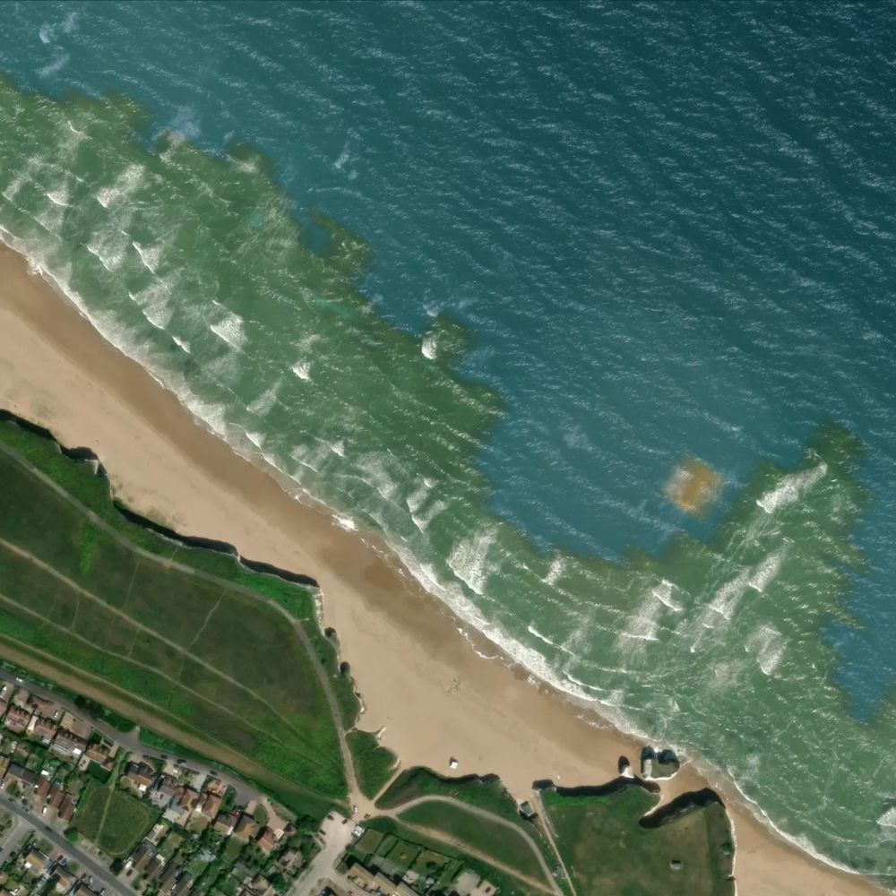 Botany Bay at low water: the dry beach shaded on a satellite map