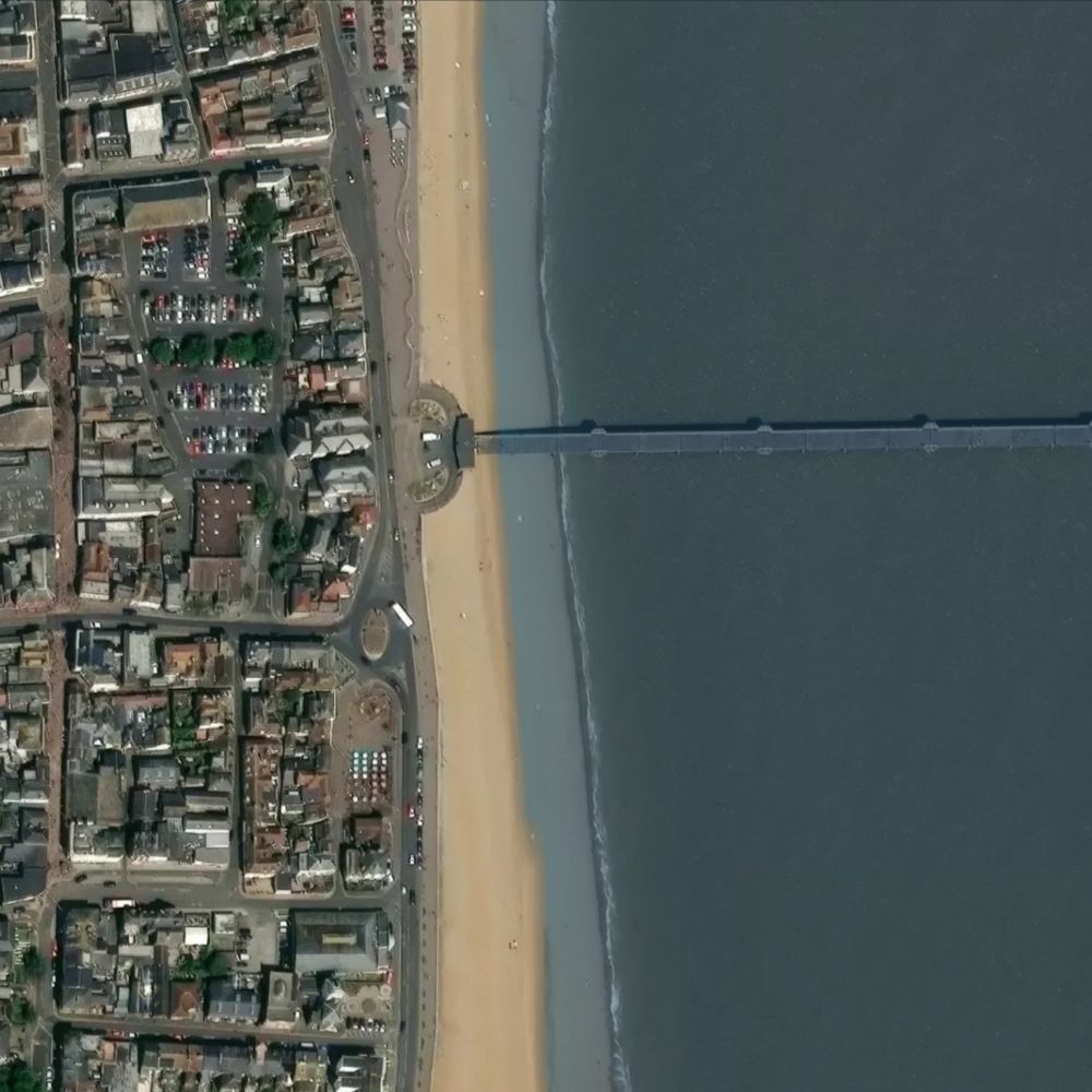 Deal Beach at high water: the dry beach shaded on a satellite map