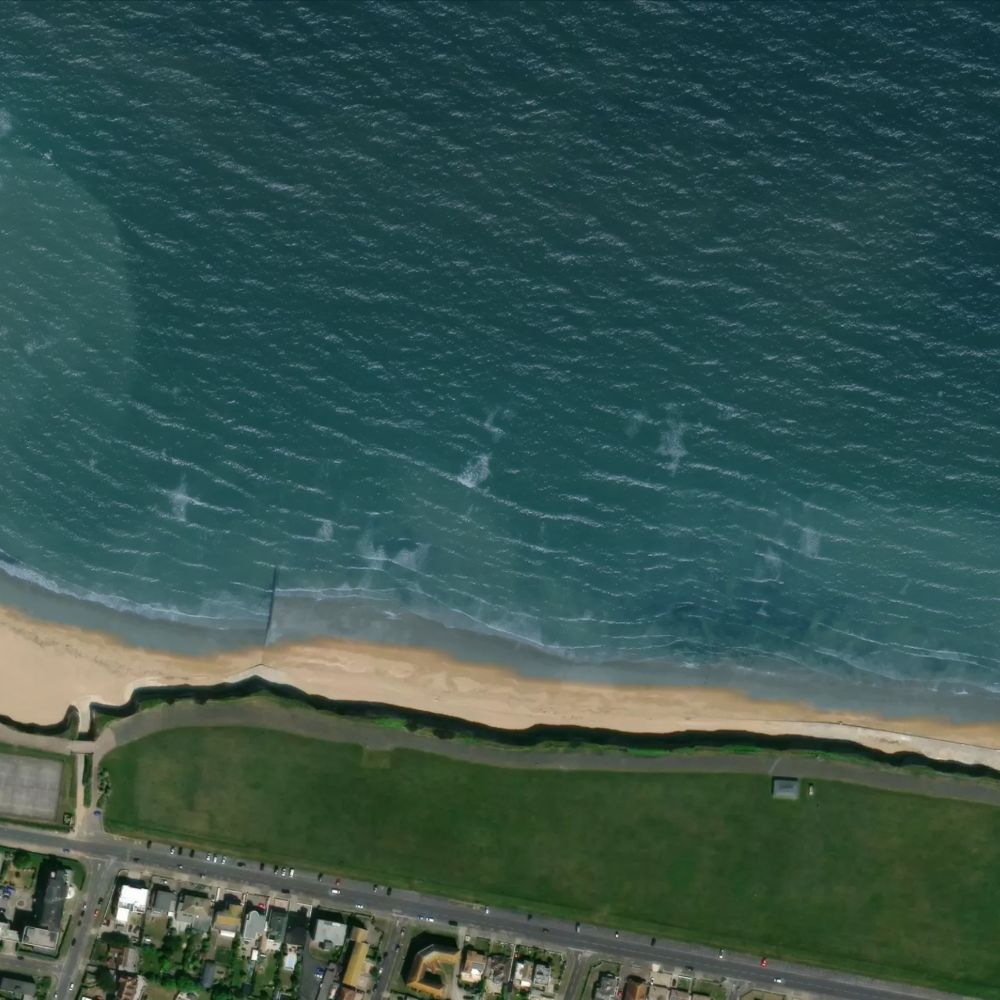Palm Bay at high water: the dry beach shaded on a satellite map
