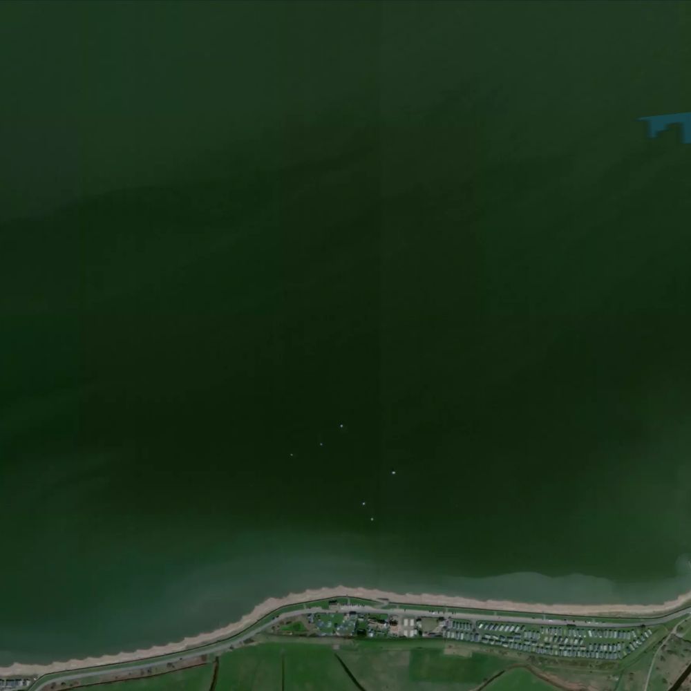 Seasalter Beach at low water: the dry beach shaded on a satellite map