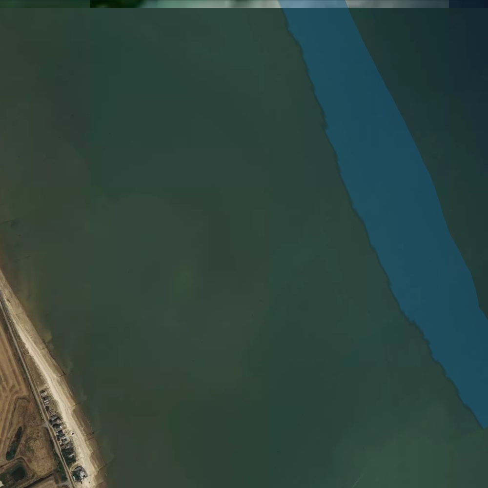 Shellness at low water: the dry beach shaded on a satellite map