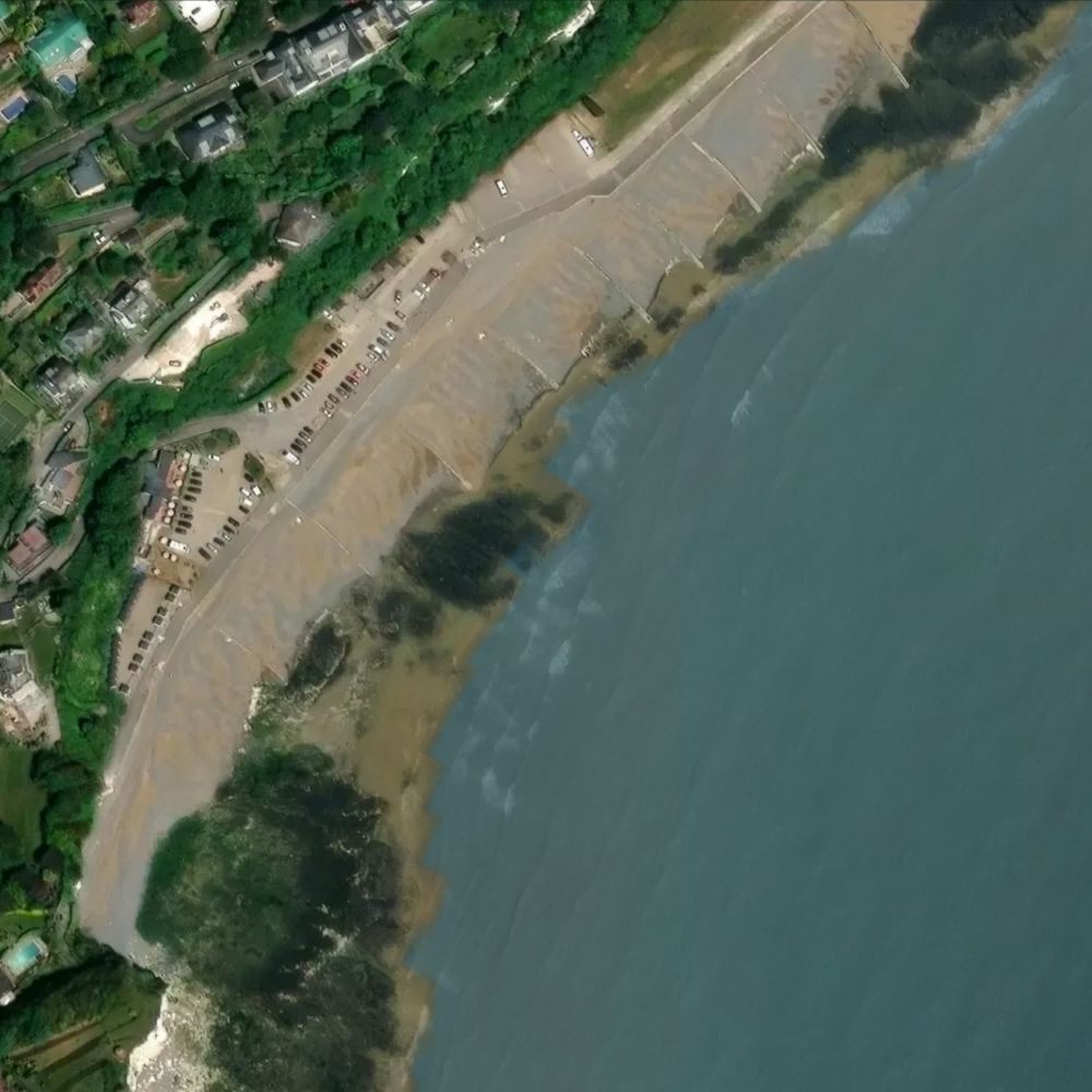 St Margaret's Bay at low water: the dry beach shaded on a satellite map