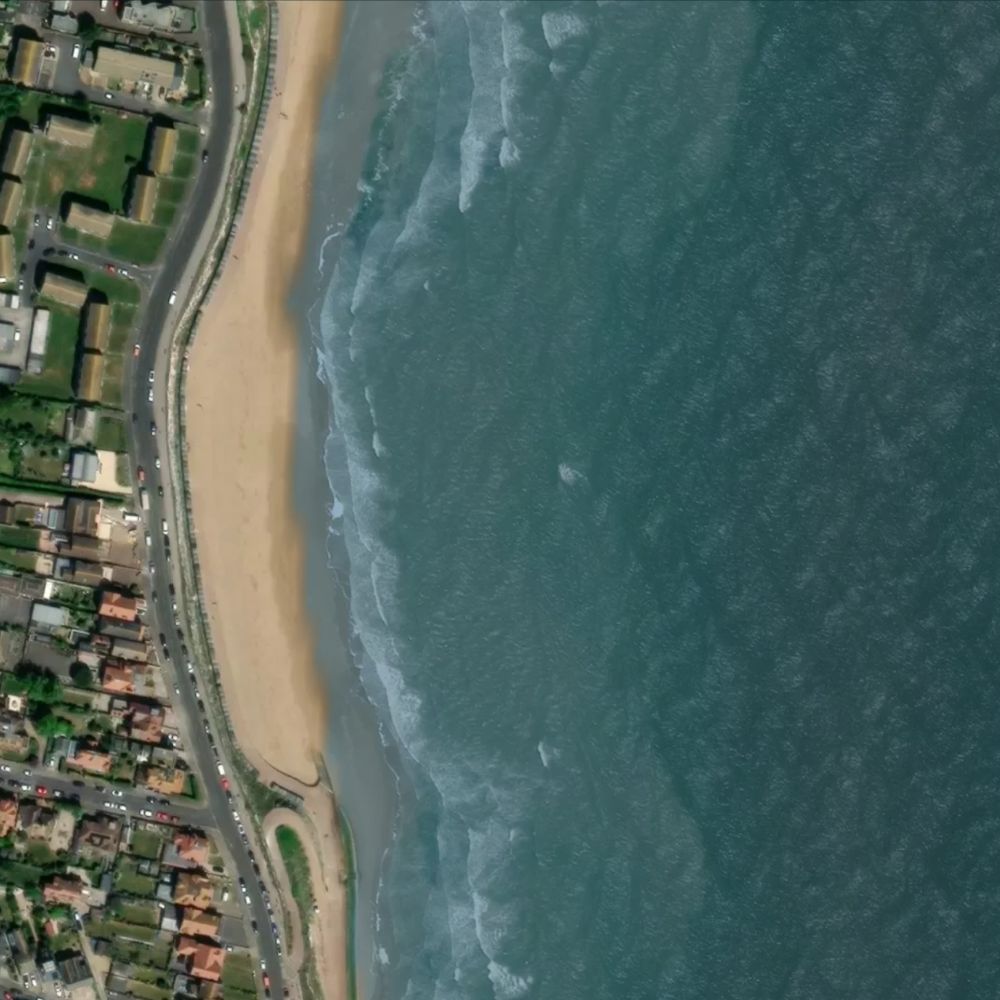 Stone Bay at high water: the dry beach shaded on a satellite map