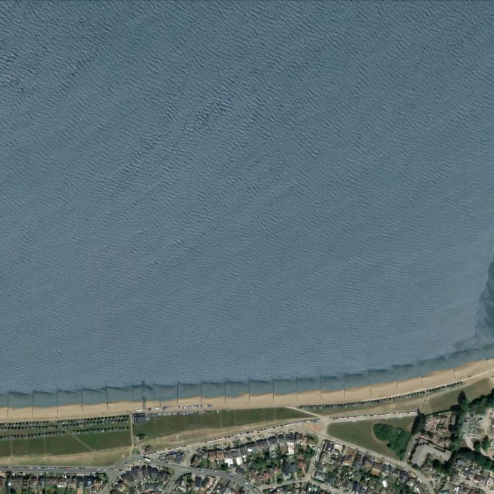 Tankerton Beach at high water: the dry beach shaded on a satellite map