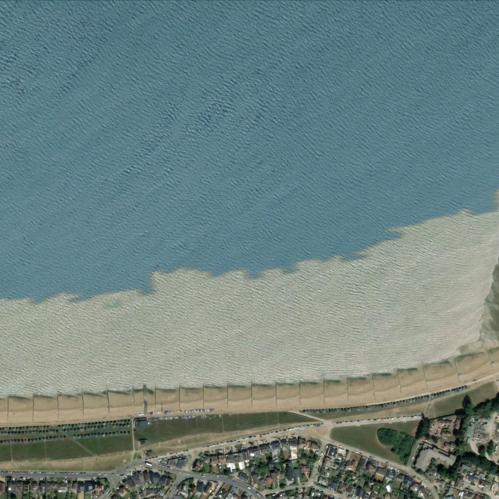 Tankerton Beach at low water: the dry beach shaded on a satellite map