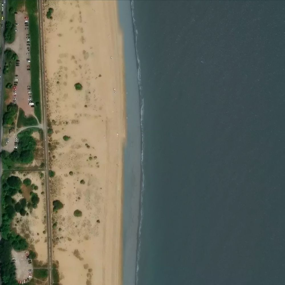 Walmer Beach at high water: the dry beach shaded on a satellite map
