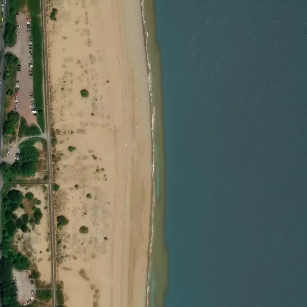 Walmer Beach at low water: the dry beach shaded on a satellite map