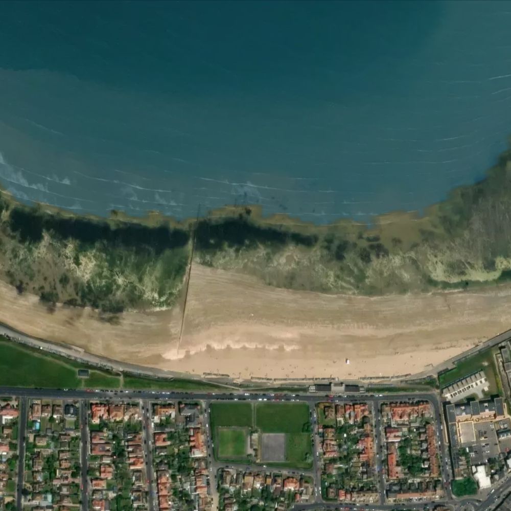 Westbrook Bay at low water: the dry beach shaded on a satellite map